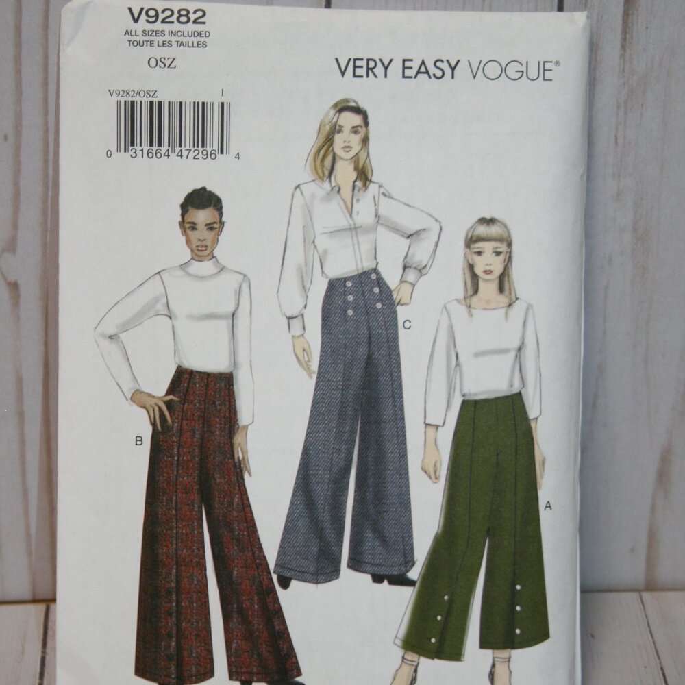 Vogue Sewing Pattern V9282 Semi Fitted Pants with back zipper All Sizes